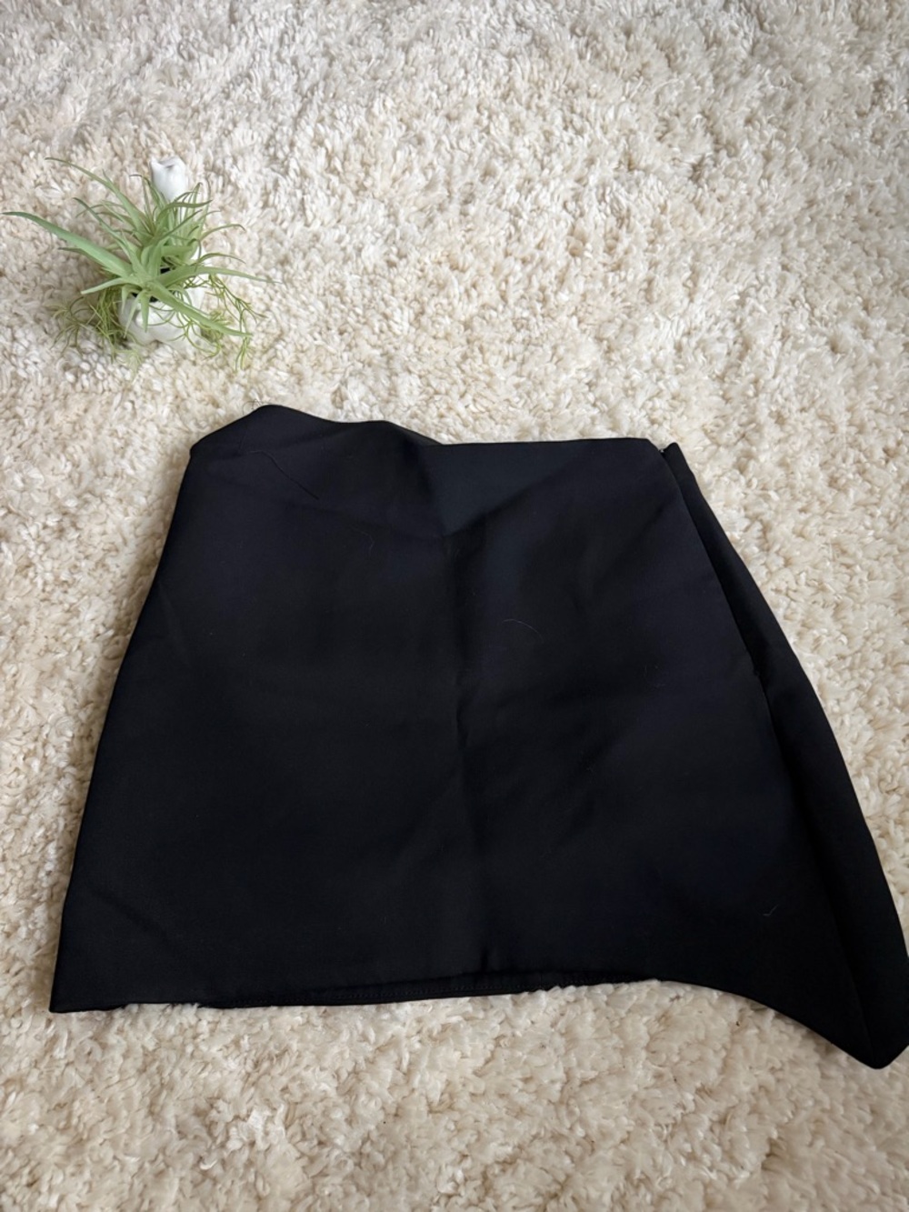 Zara Black asymmetrical, unique, super cute Mini Skirt — Clean A-Line Style